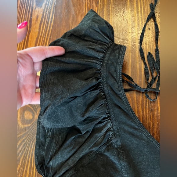 Daily Practice by Anthropologie Malibu Creek Dress Cotton Ruffle Black M - Picture 6 of 11